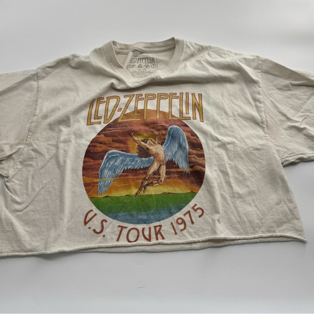 Led Zeppelin cropped Top with Vintage Graphic Design